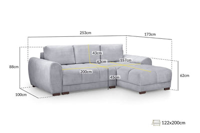Azzuro Sofabed Grey Universal Corner