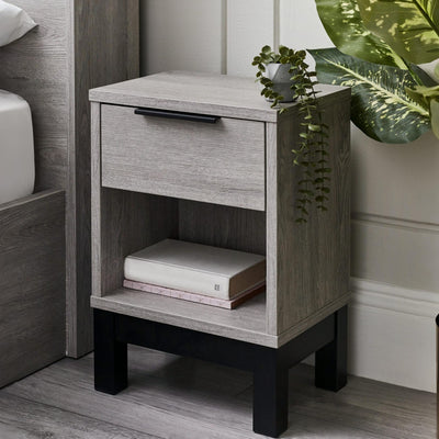 Bali 1 Drawer Bedside - Grey Oak