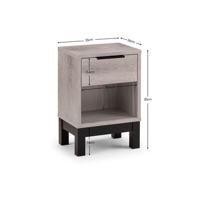 Bali 1 Drawer Bedside - Grey Oak