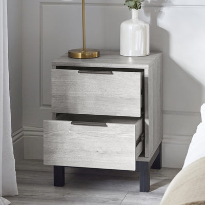 Bali 2 Drawer Bedside - Grey Oak