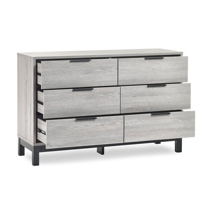 Bali 6 Drawer Wide Chest - Grey Oak