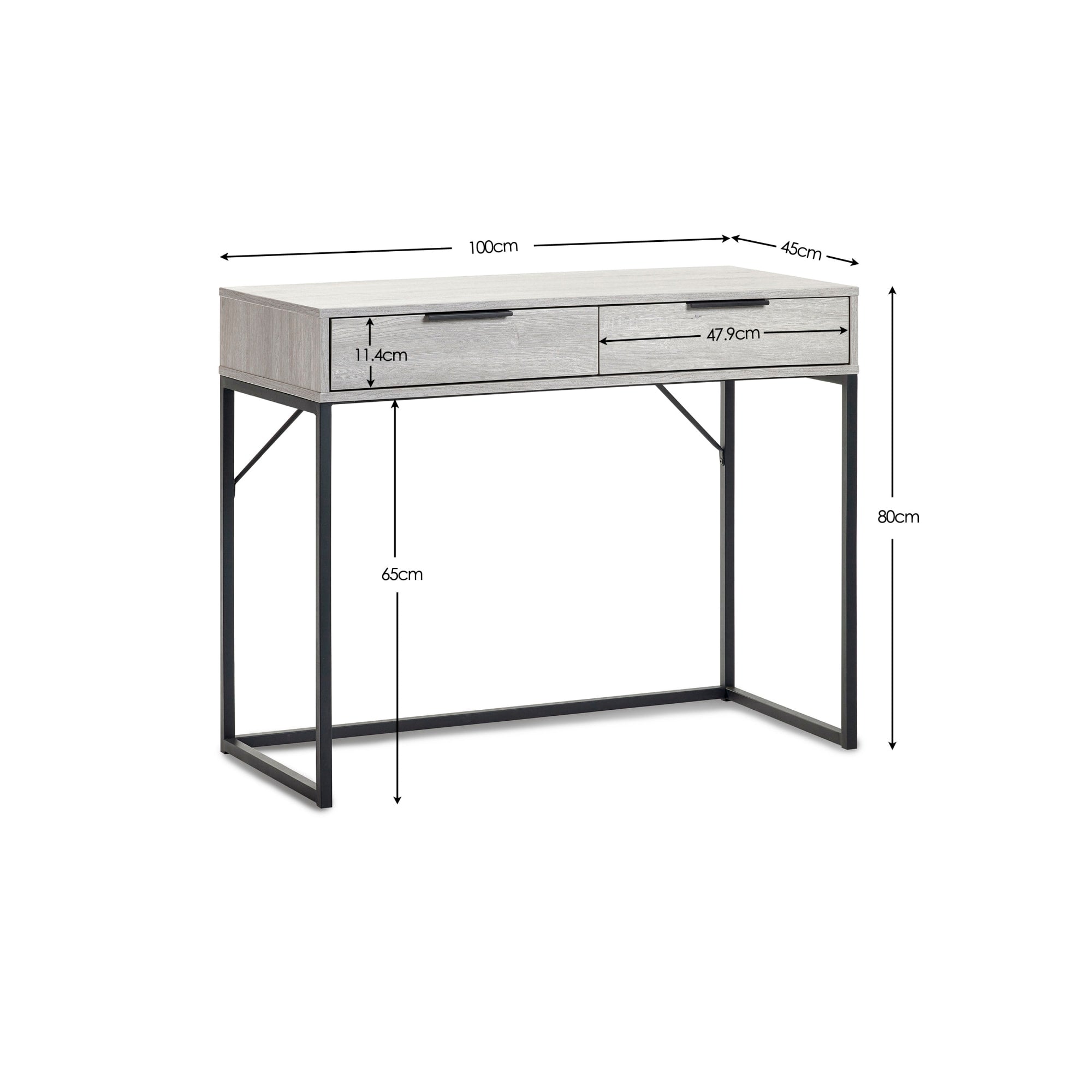 Bali 2 Drawer Dressing Table/Desk - Grey Oak