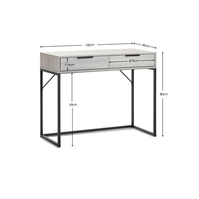 Bali 2 Drawer Dressing Table/Desk - Grey Oak