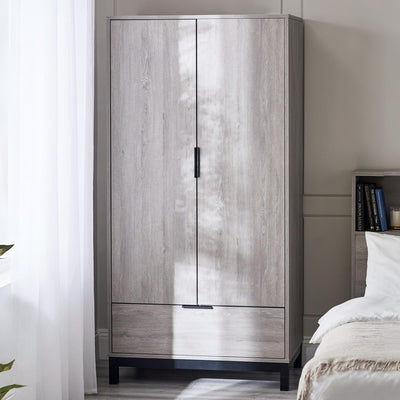 Bali 2 Door 1 Drawer Wardrobe - Grey Oak