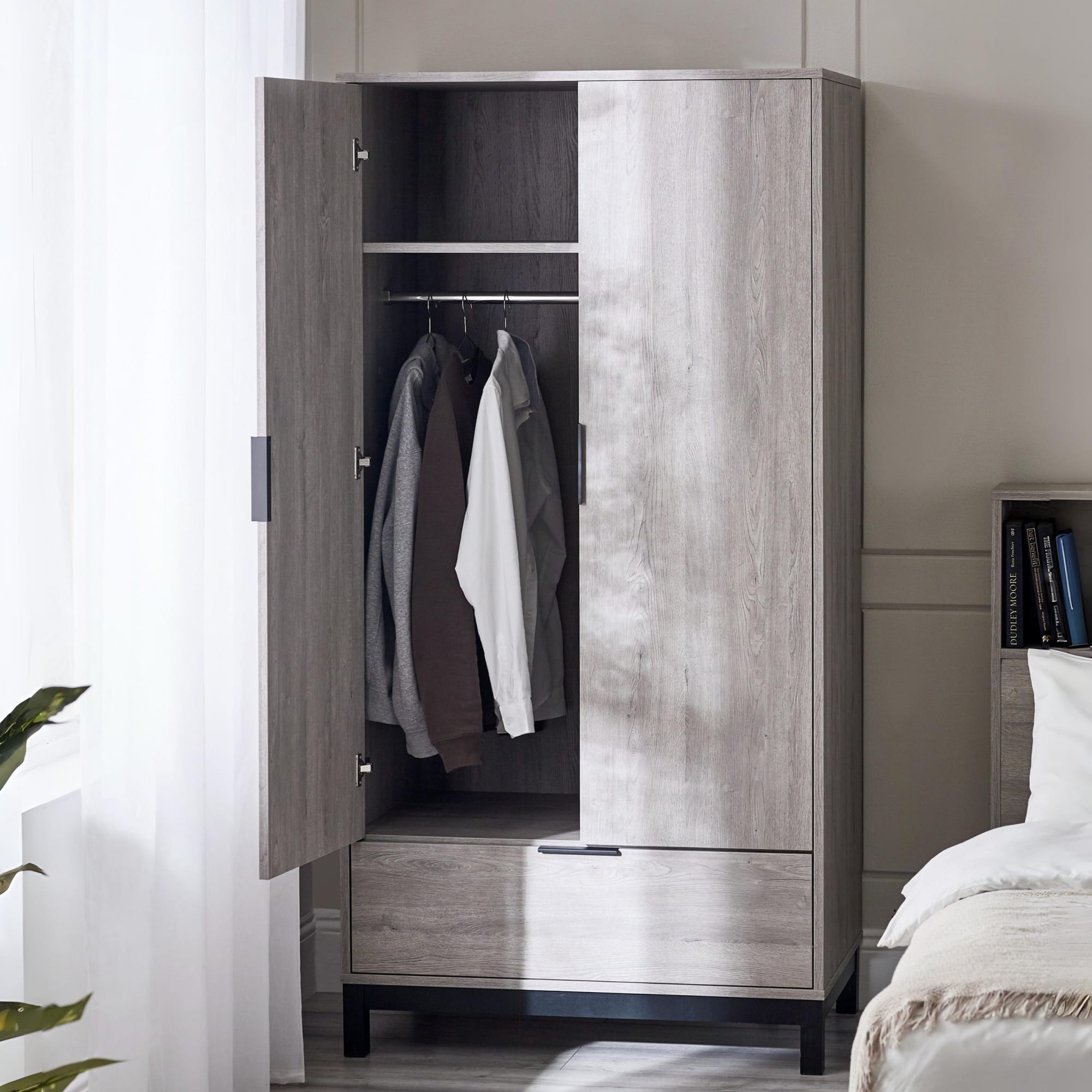 Bali 2 Door 1 Drawer Wardrobe - Grey Oak