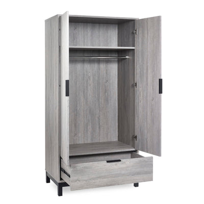 Bali 2 Door 1 Drawer Wardrobe - Grey Oak