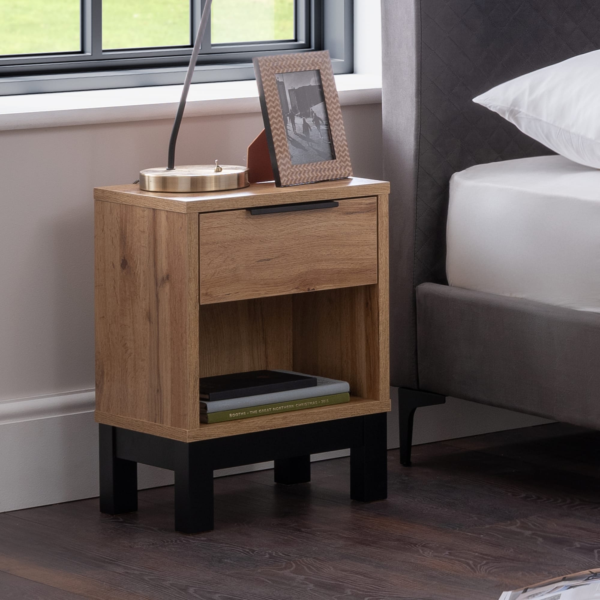 Bali 1 Drawer Bedside - Light Oak