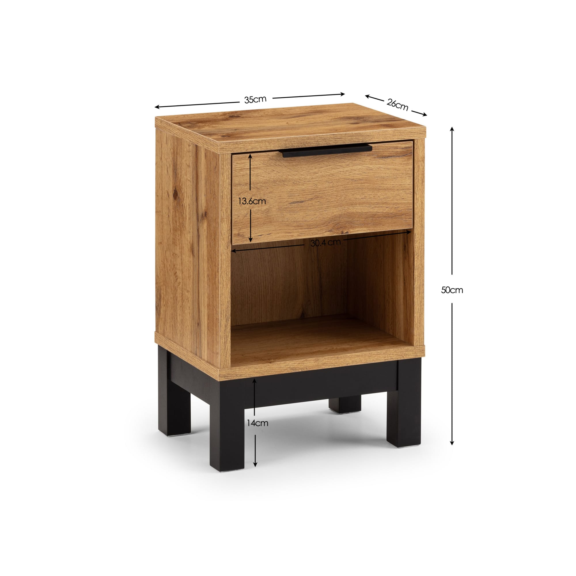 Bali 1 Drawer Bedside - Light Oak