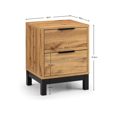 Bali 2 Drawer Bedside - Light Oak