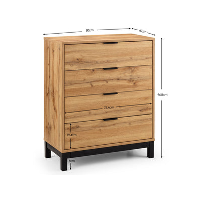 Bali 4 Drawer Chest - Light Oak