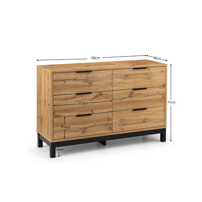 Bali 6 Drawer Wide Chest - Light Oak