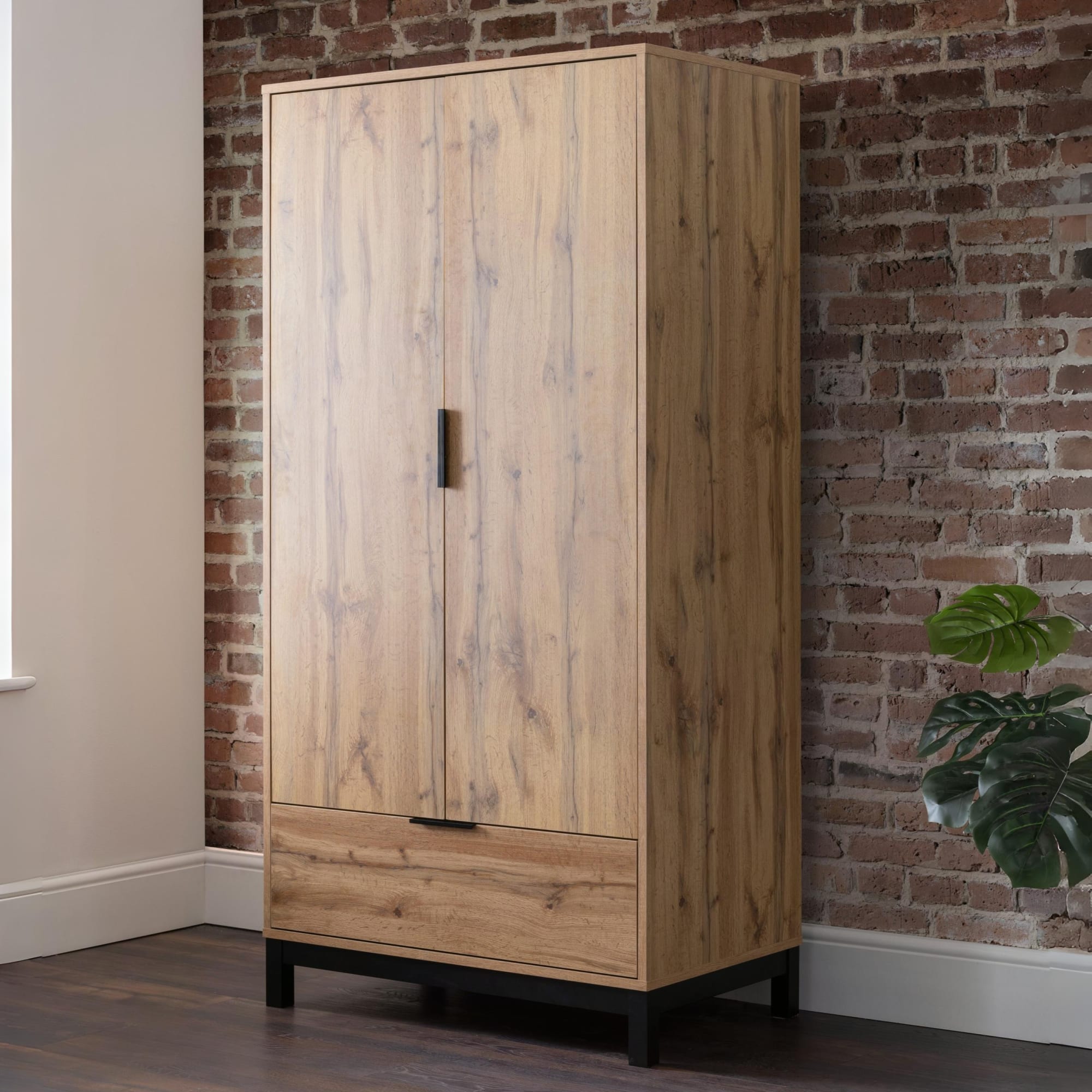 Bali 2 Door 1 Drawer Wardrobe - Light Oak