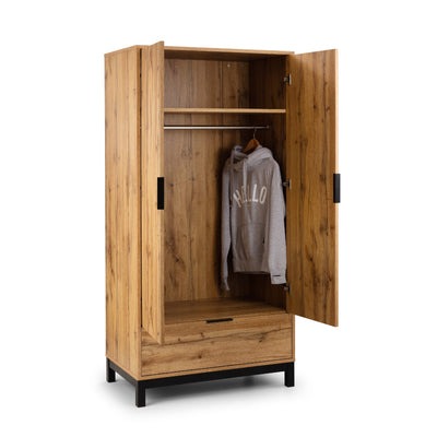 Bali 2 Door 1 Drawer Wardrobe - Light Oak