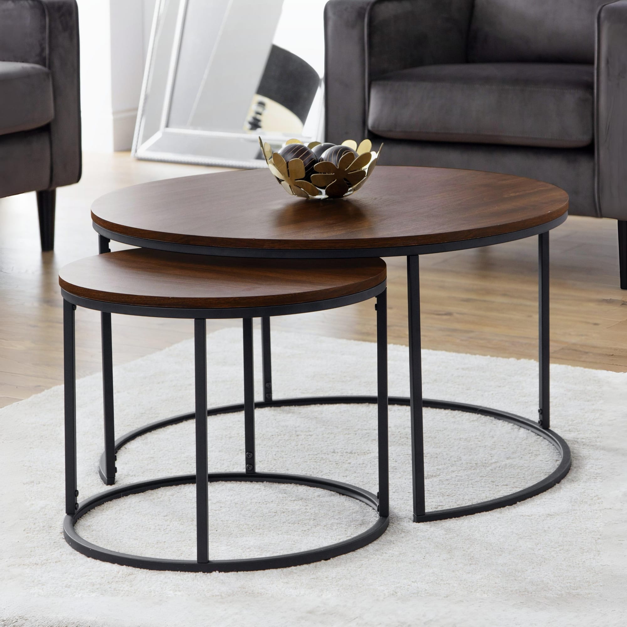 Bellini Round Nesting Coffee Table - Walnut