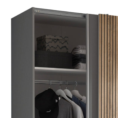 Berno Light Oak and Dark Grey Sliding 2 Door Wardrobe