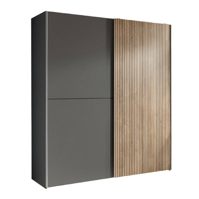 Berno Light Oak and Dark Grey Sliding 2 Door Wardrobe