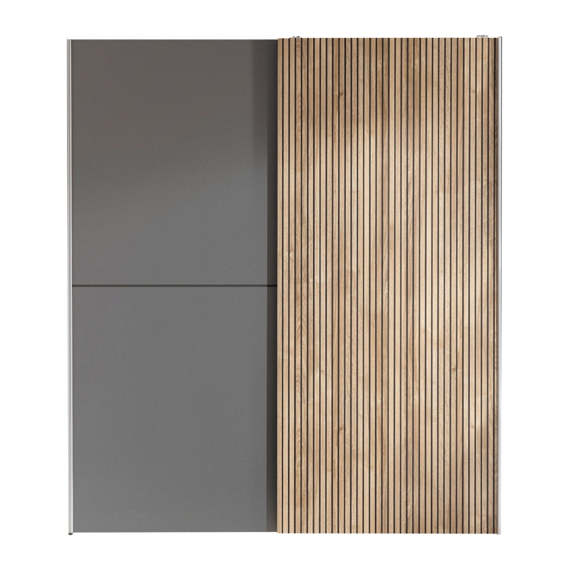 Berno Light Oak and Dark Grey Sliding 2 Door Wardrobe
