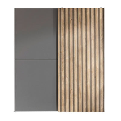Berno Light Oak and Dark Grey Sliding 2 Door Wardrobe