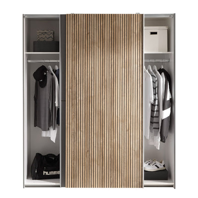 Berno Light Oak and Dark Grey Sliding 2 Door Wardrobe