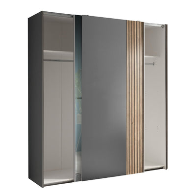 Berno Light Oak and Dark Grey Sliding 2 Door Wardrobe With Mirror