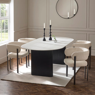 Bolivia 220cm White Stone Effect Oval Dining Table