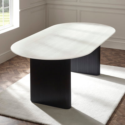 Bolivia 220cm White Stone Effect Oval Dining Table