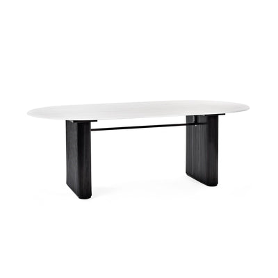 Bolivia 220cm White Stone Effect Oval Dining Table