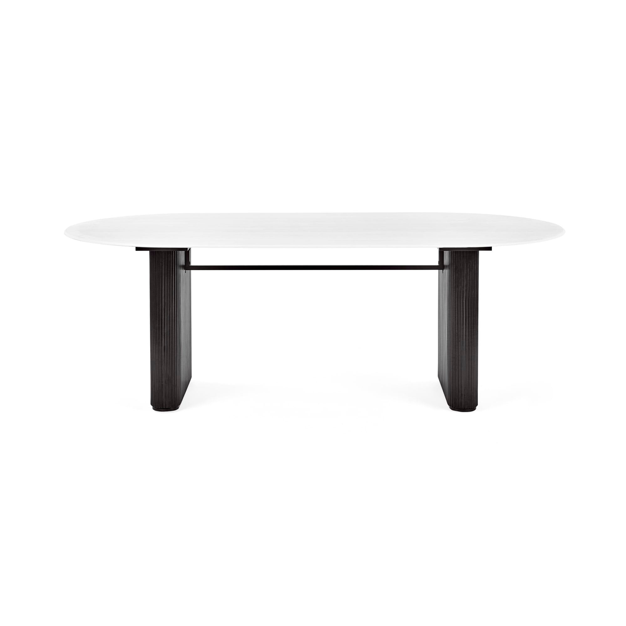 Bolivia 220cm White Stone Effect Oval Dining Table