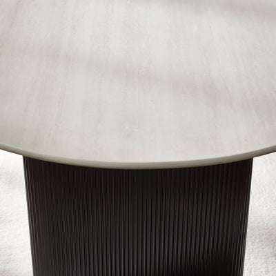 Bolivia 220cm White Stone Effect Oval Dining Table