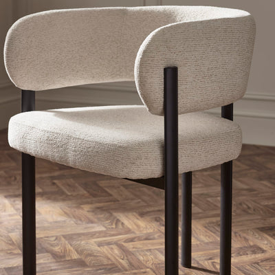 Set of 2 Bolivia Cream Chenille Upholstered Dining Chairs