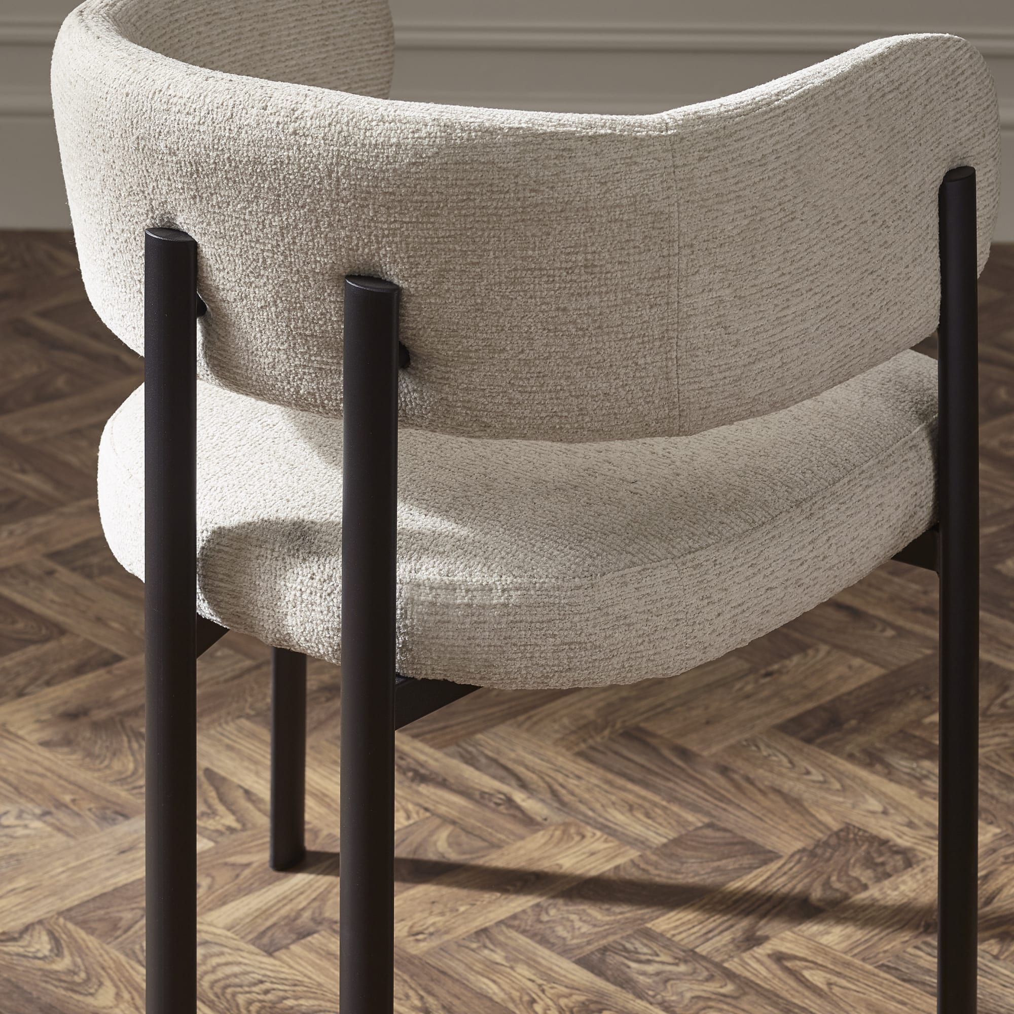 Set of 2 Bolivia Cream Chenille Upholstered Dining Chairs
