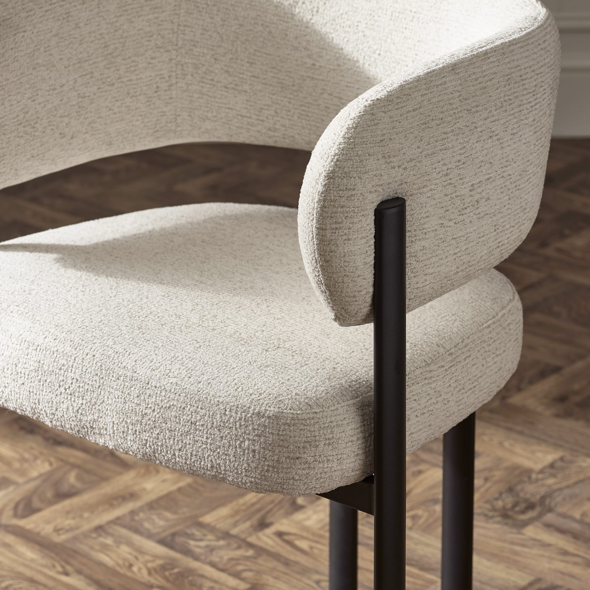 Set of 2 Bolivia Cream Chenille Upholstered Dining Chairs