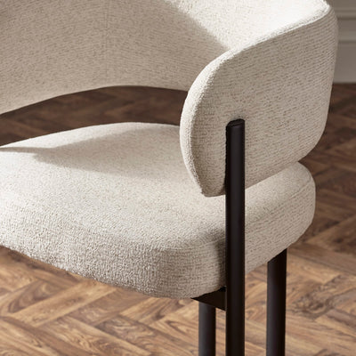 Set of 2 Bolivia Cream Chenille Upholstered Dining Chairs