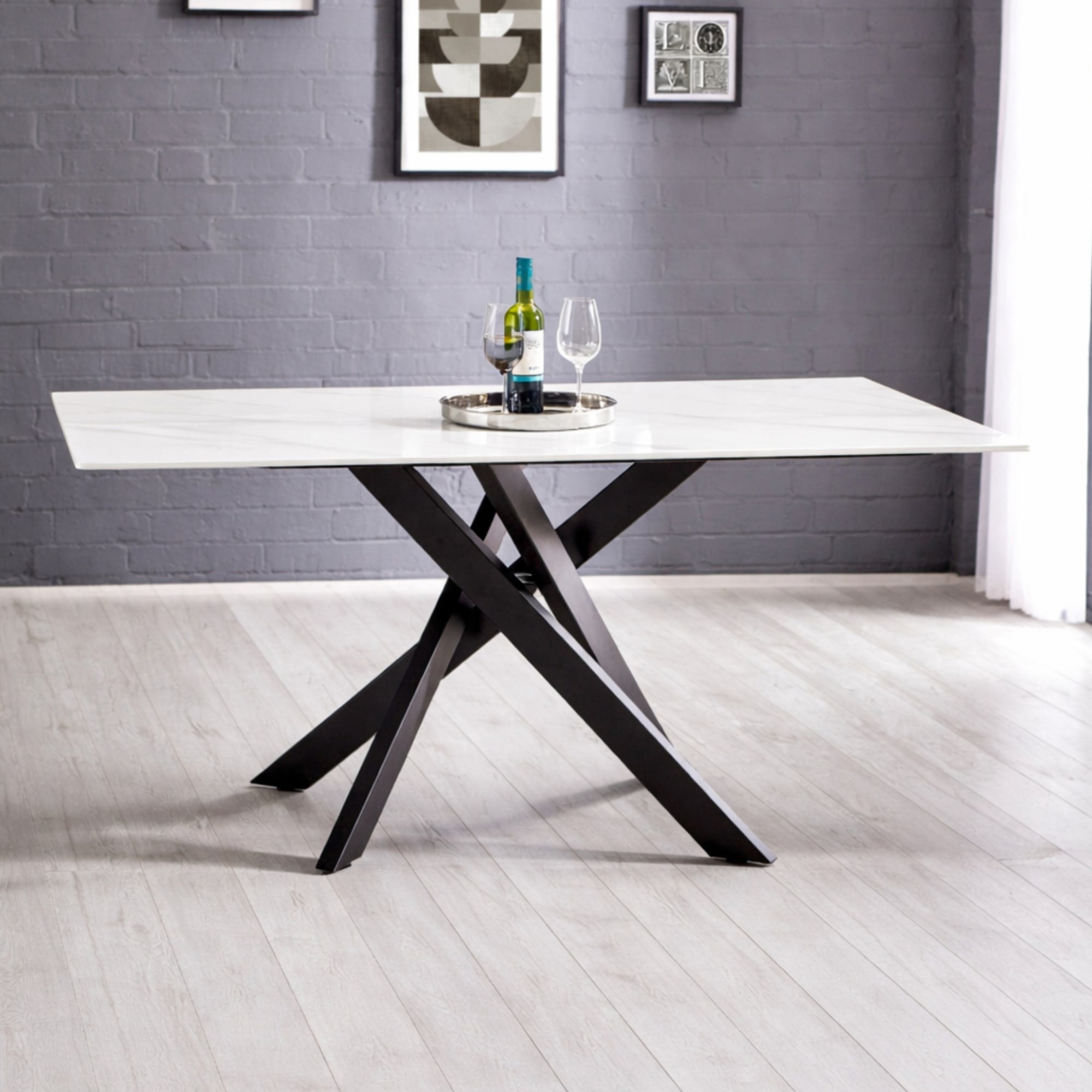 Bradley White Marble Dining Table