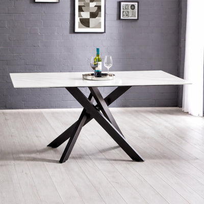 Bradley White Marble Dining Table
