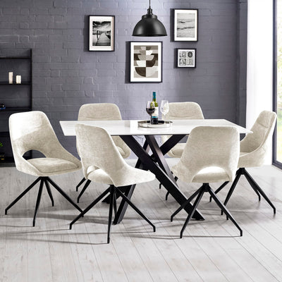 Bradley White Marble Dining Table