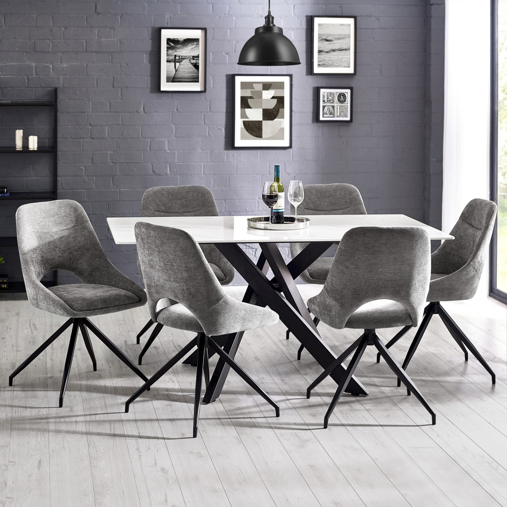 Bradley White Marble Dining Table