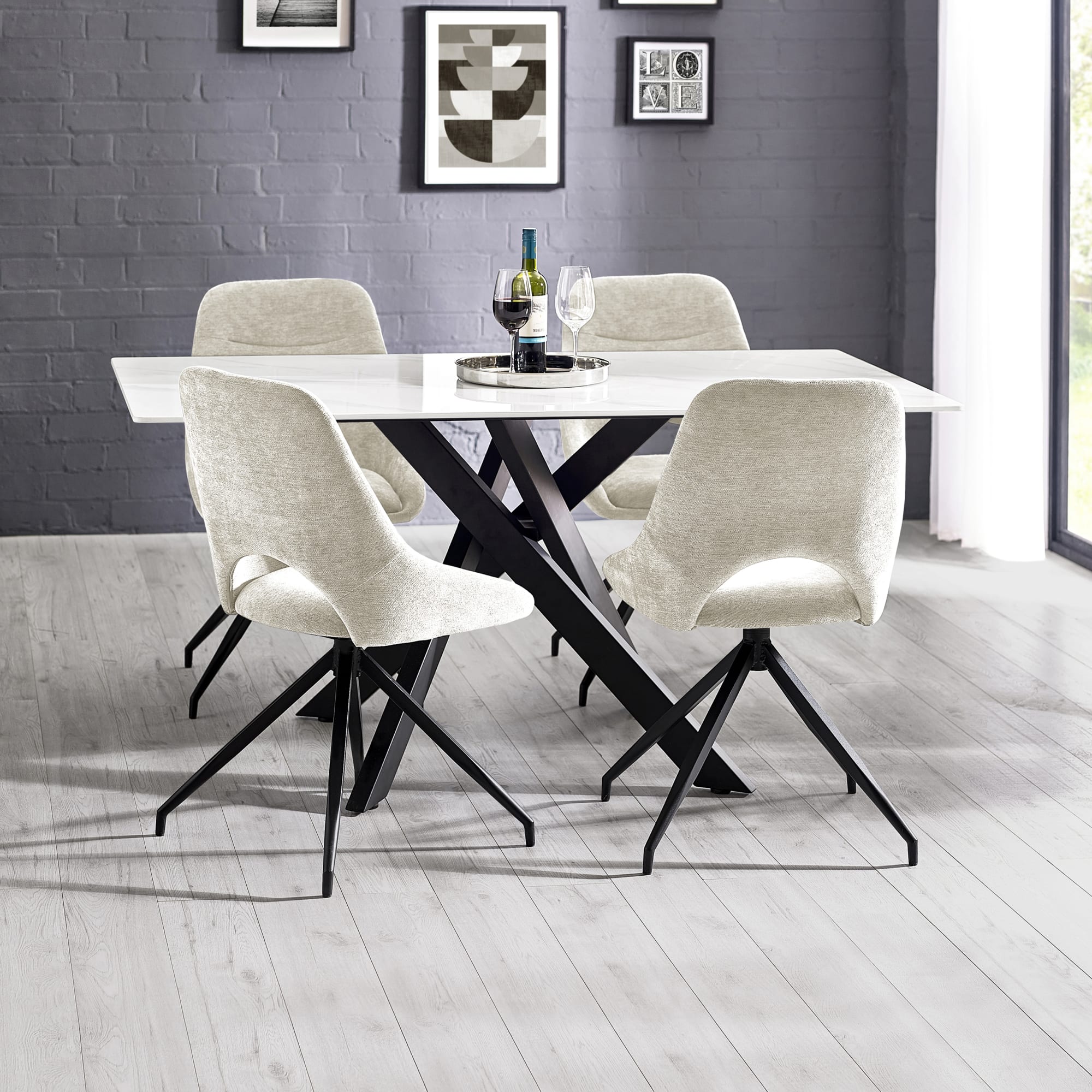Bradley White Marble Dining Table