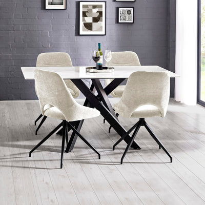 Bradley White Marble Dining Table
