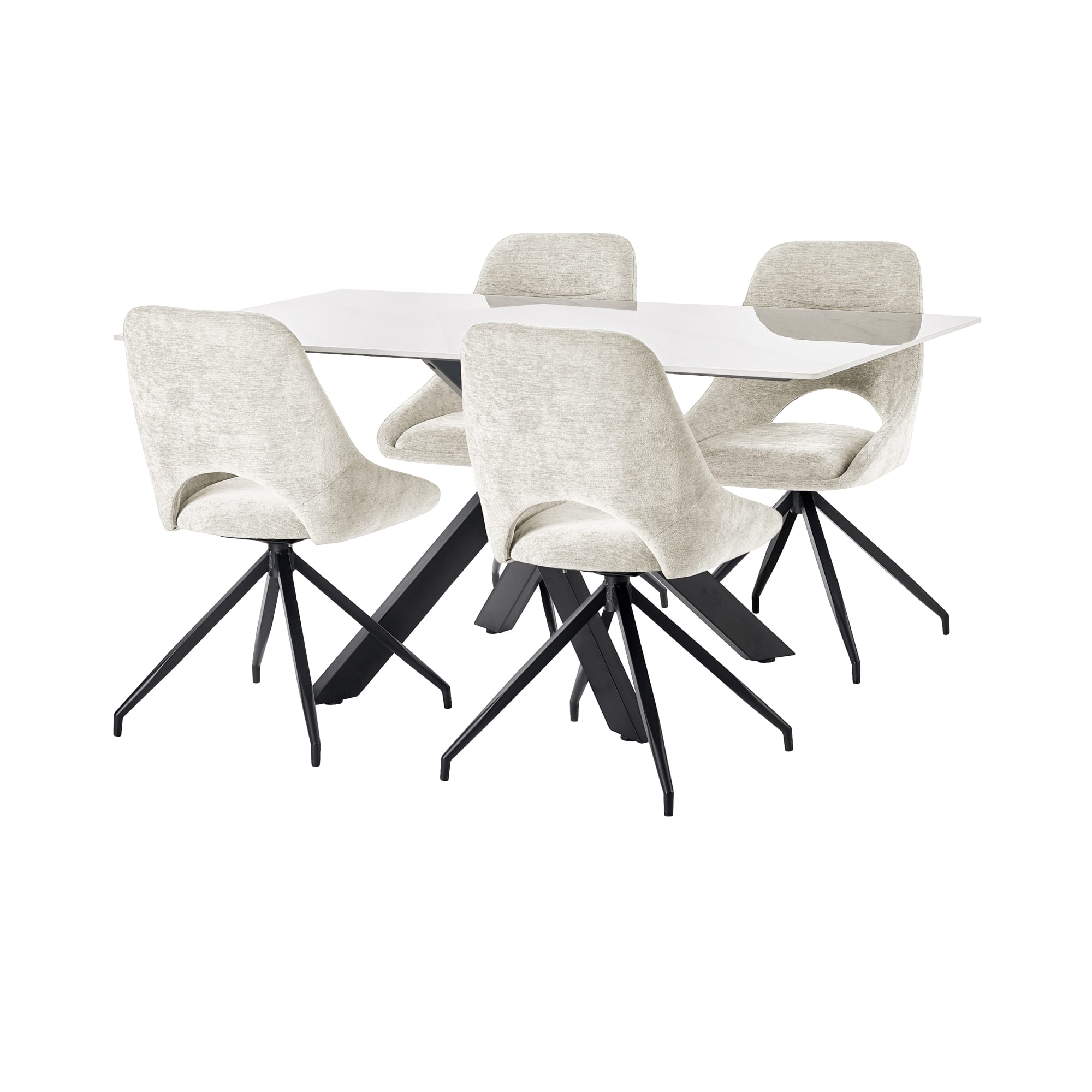 Bradley White Marble Dining Table