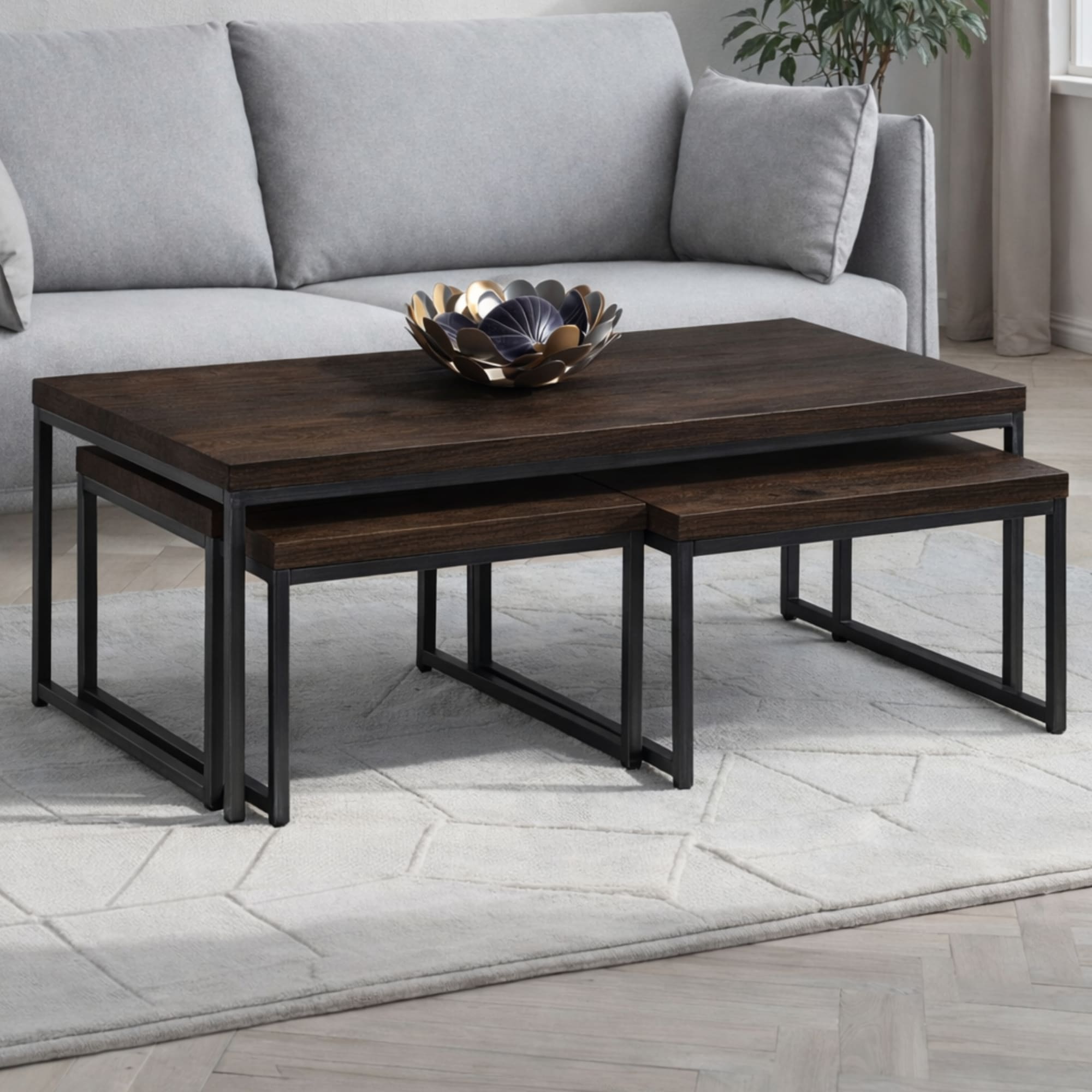 Brooklyn Nesting Coffee Tables - Dark Oak