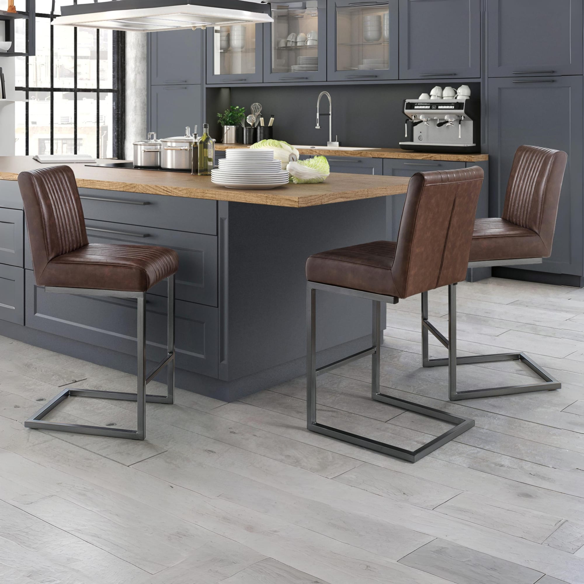 Set Of 2 Brooklyn Barstools - Brown
