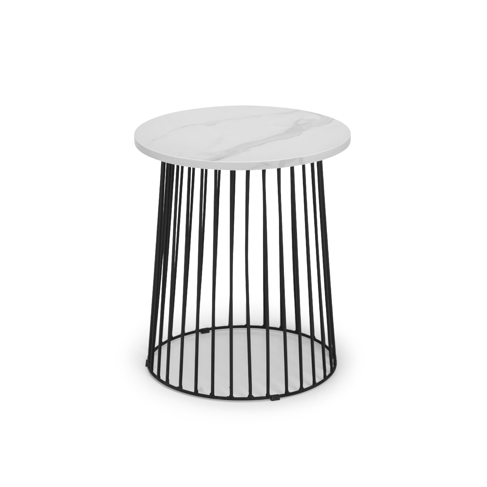 Broadway Round Lamp Table - White Marble