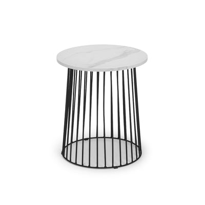 Broadway Round Lamp Table - White Marble