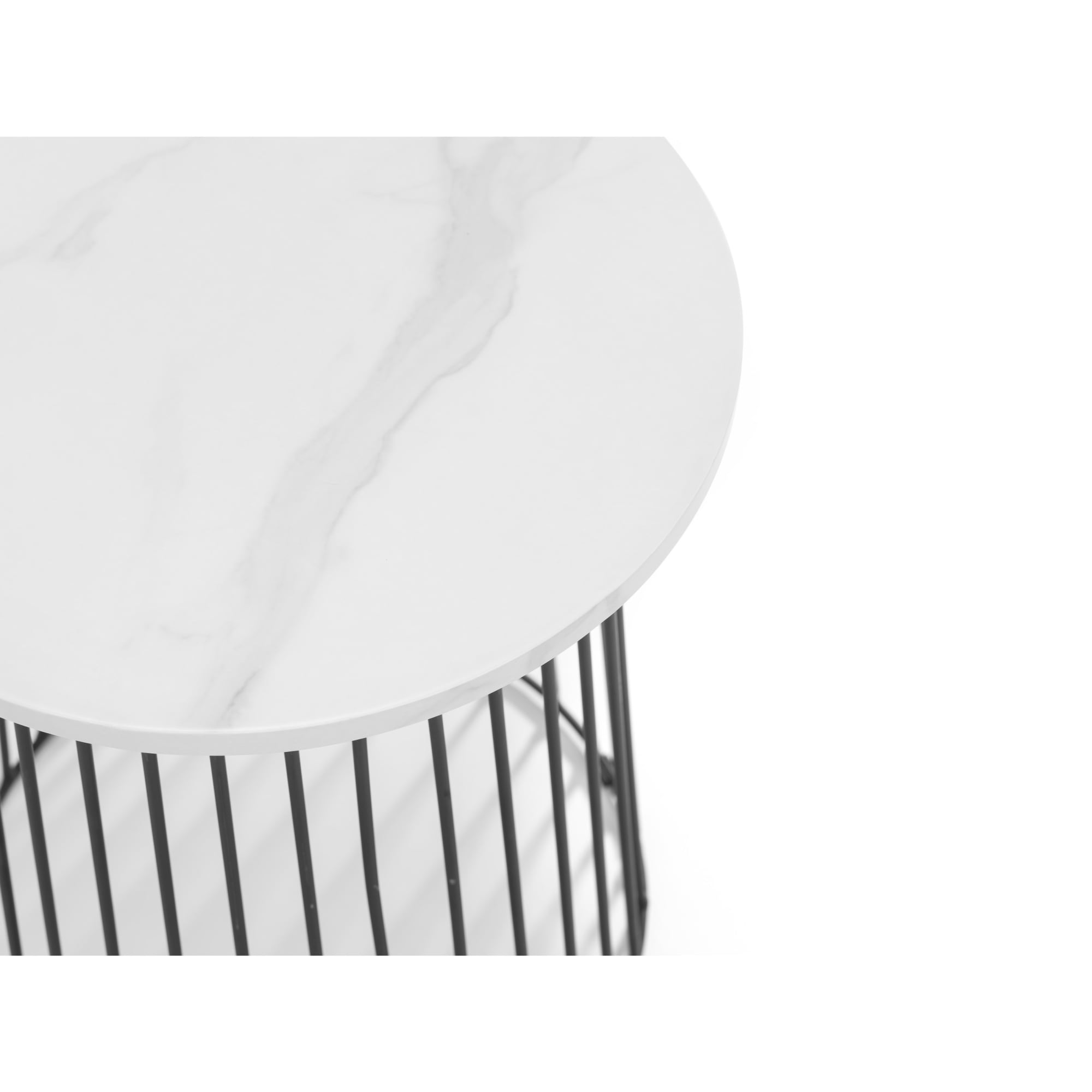 Broadway Round Lamp Table - White Marble