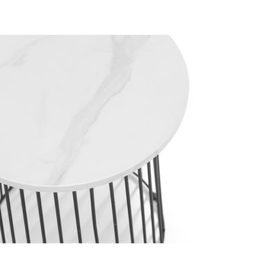Broadway Round Lamp Table - White Marble