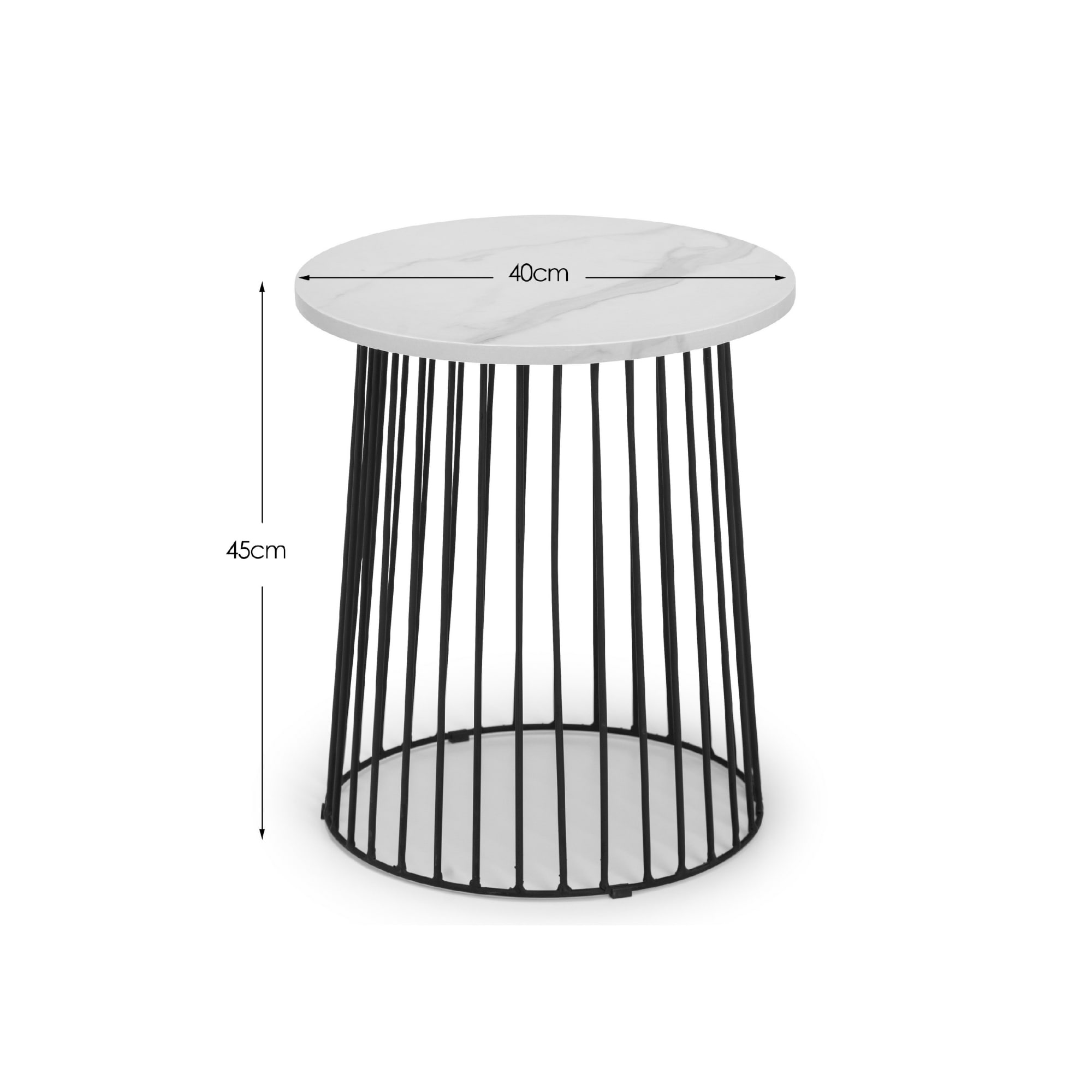 Broadway Round Lamp Table - White Marble