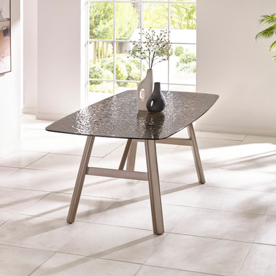 Callisto 200cm Rectangular Smoked Bubble Glass Dining Table