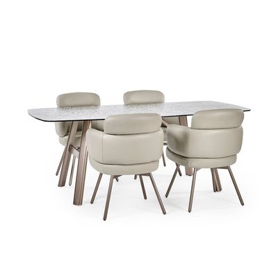 Callisto 200cm Rectangular Smoked Bubble Glass Dining Table