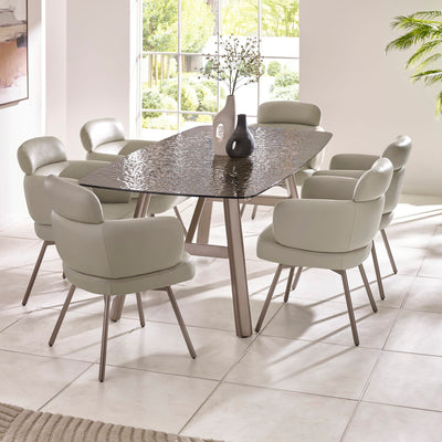 Callisto 200cm Rectangular Smoked Bubble Glass Dining Table